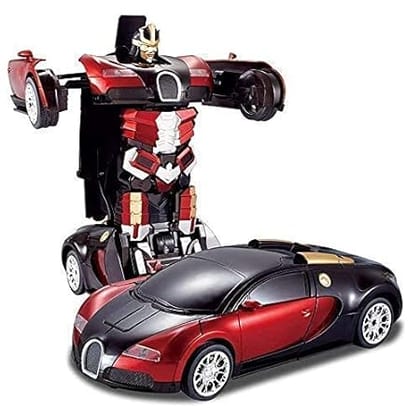 TEC TAVAKKAL Plastic Battery Operated Converting Car to Robot, Robot to Car Automatically, Pack of 1 (Red)