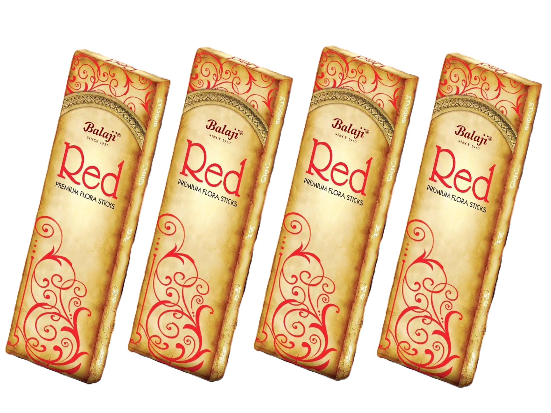 Balaji Red Agarbatti Premium Flora Incense Sticks 50g (Pack of 4) 