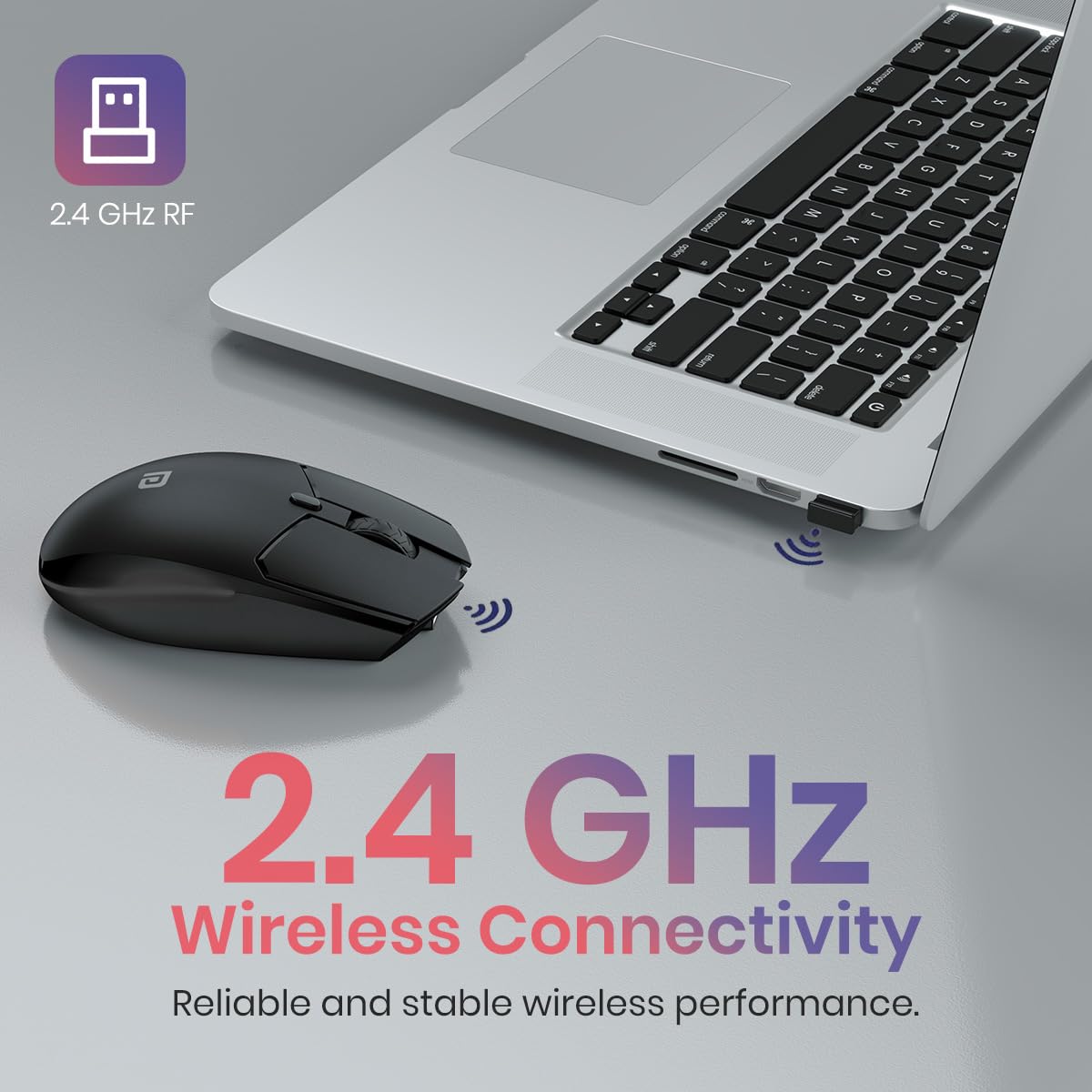 &nbsp;Portronics Toad 36 Wireless Mouse, 2.4GHz, Rechargeable, 6 Buttons, 1600 DPI, Ergonomic Thumb Support, Universal Compatibilty, Built-in-Battery, for Windows/Mac/Android/iOS(Black)&nbsp;