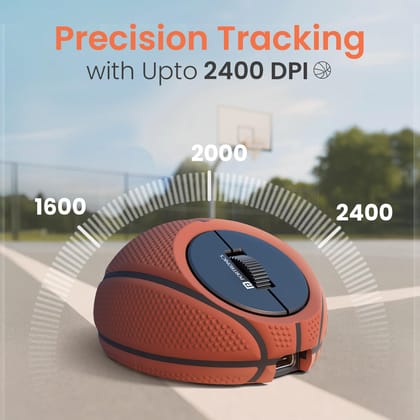 Portronics ToadPlay Basketball Mini Wireless Bluetooth Mouse with Dual Wireless Connectivity (BT + 2.4 GHz), Rechargeable Battery, Noise-Free Clicking, Multi-Device Pair, Adjust Sensitivity (Brown)&nbsp;