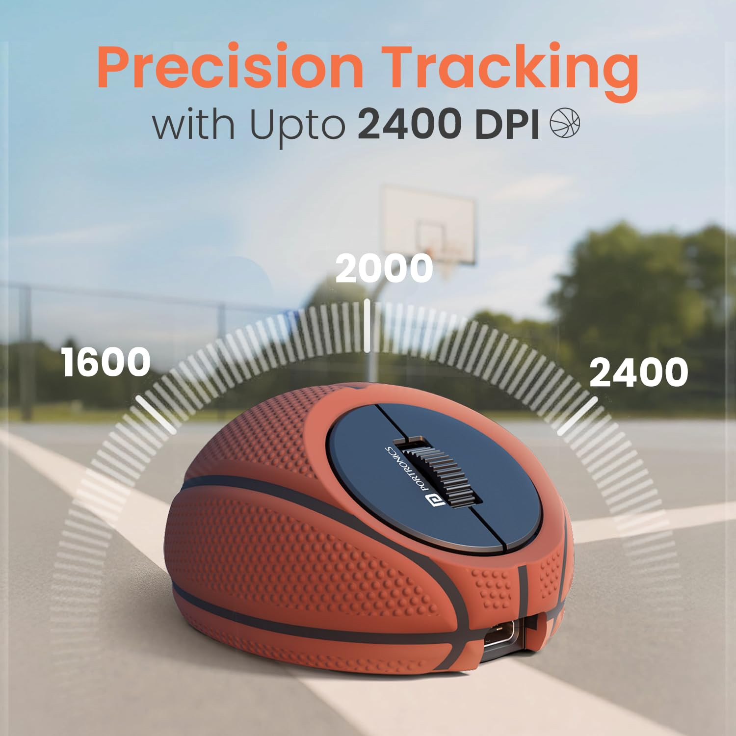 Portronics ToadPlay Basketball Mini Wireless Bluetooth Mouse with Dual Wireless Connectivity (BT + 2.4 GHz), Rechargeable Battery, Noise-Free Clicking, Multi-Device Pair, Adjust Sensitivity (Brown)&nbsp;