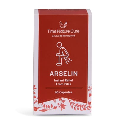 Time Nature Cure Arselin Ayurvedic Piles Medicine for Relief from Hemorrhoids, Fissures & Fistula | Reduces Pain, Itching & Bleeding | Herbal Care Supplement | 60 Capsules, Pack of 1 Time Nature Cure Arselin Ayurvedic Piles Medicine for Relief from Hemorrhoids, Fissures & Fistula | Reduces Pain, Itching & Bleeding | Herbal Care Supplement | 60 Capsules, Pack of 1