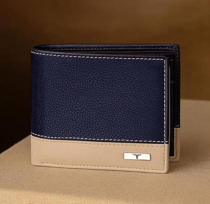 URBAN FOREST Seattle Blue/Sand Leather Wallet for Men
