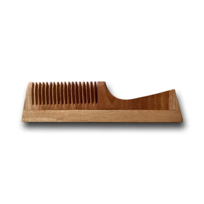 Kacchi Neem Wooden Hair Comb with Handle for Men and Women, Wide Tooth, Natural Kacchi Neem Wood