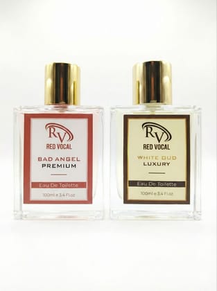Red Vocal Bad Angel (Women) & White Oud (Unisex) Premium Eau De Toilette Set – 2×100ml, Long-Lasting Luxury Fragrances