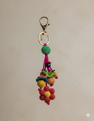 Vibrant Crochet Handmade Keychain with Colorful Ornaments