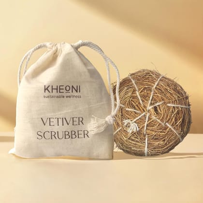 Organic Vetiver Body Scrubber with Cotton Storage Bag