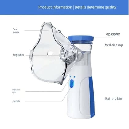 New Portable Mesh Nebulizer for Adults and Kids Travel and Household Use, Handheld Mesh Nebulizer for Breathing Problems, Personal Inhalers for Cold and Cough - Quick Relief, Wireless Vaporizer Machine With Respiratory Mask