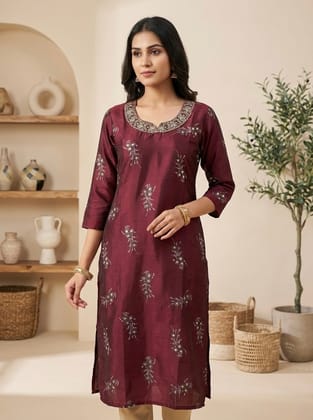 Glamvila Velvet Bloom Designer Kurti