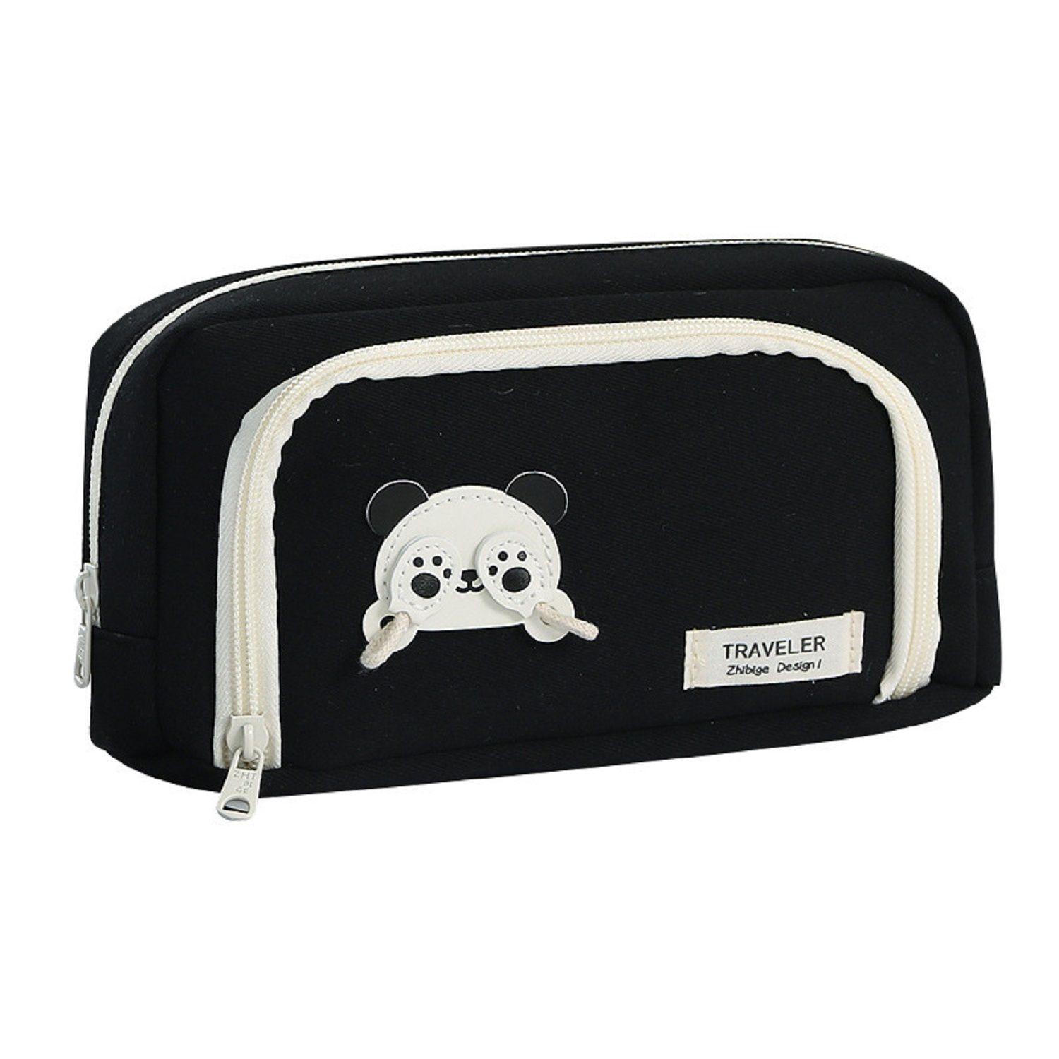 KTRS Enterprise Pnda Black Pencil Case Super Large Capacity Original Senior high School High-Value Stationery Box for Girls Senior high School Pencil Case