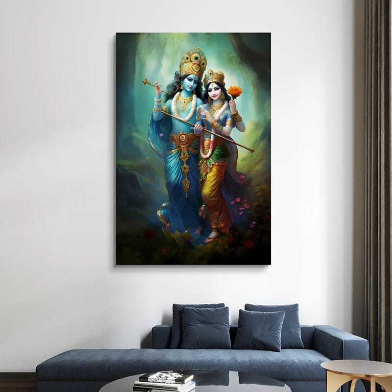 Radha Krishna Divine Love Wall Art Canvas Print