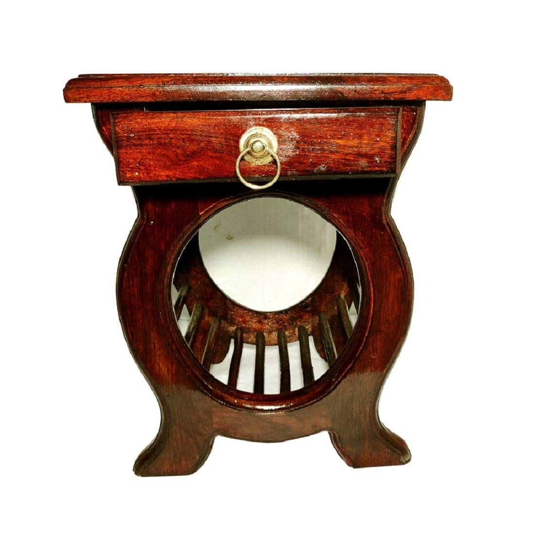 Dark Brown Wooden Bedside Table with Storage Drawer