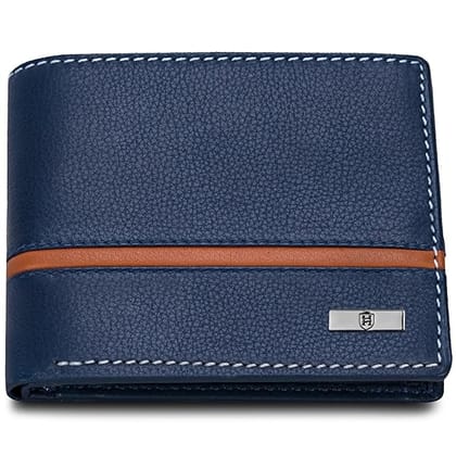 HORNBULL Denial Navy Leather Wallet for Men | Genuine Leather Wallet with RFID Blocking | Purse for Men