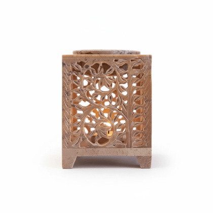 Hand-Carved Soapstone Floral Aroma Oil Diffuser