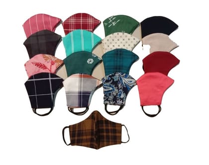 Cotton Reusable Face Mask With Adjustable Ear Loop (Multicolour, Without Valve, Pack of 6) for Unisex