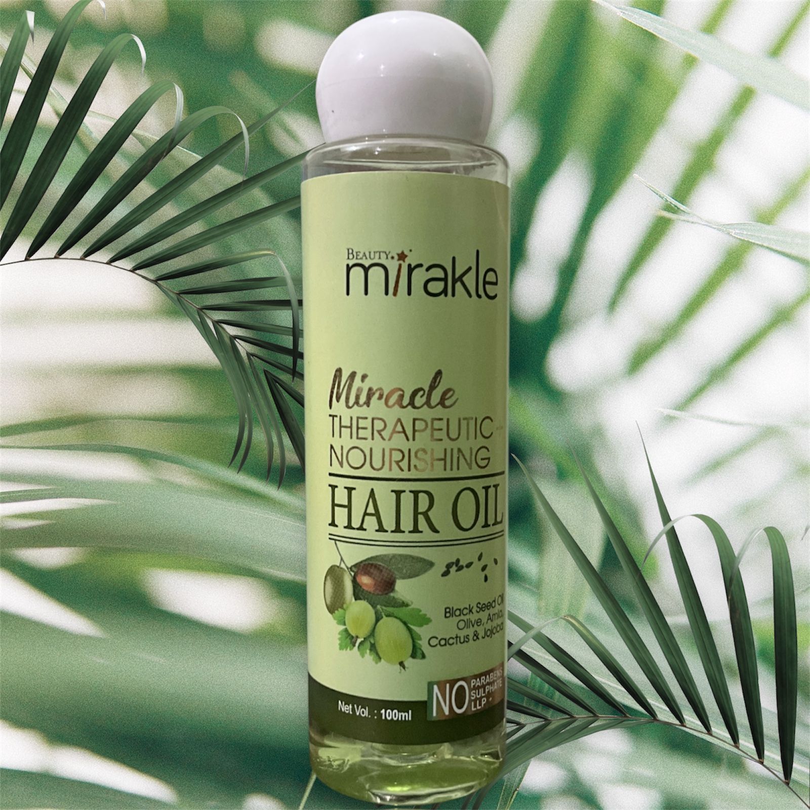 Mirakle Therapeutic Nourishing Hair Oil 100 ml | Ayurvedic Daily Hair Nourishment & Growth Oil with Black Seed, Olive, Amla, Cactus & Jojoba | Pack of 1