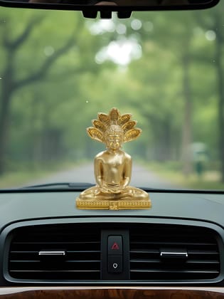 Brahma 3D Farm Parshwanath Bhagwan Idol (2 inch, Gold Color)