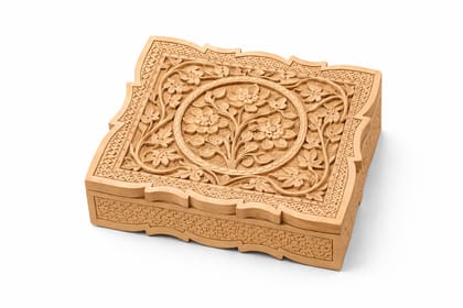 Hand-Carved Wooden Floral Jewelry Box with Intricate Design Hand-Carved Wooden Floral Jewelry Box with Intricate Design