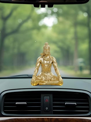 Brahma 3D Farm Lord Shiva 3D Printed God Idol (Meditative Pose) 2 inch, Gold Color