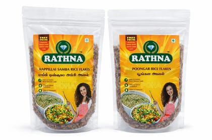 Mapillai Samba Rice Flakes + Poongar Rice Flakes Pouch  (2 x 100 g)