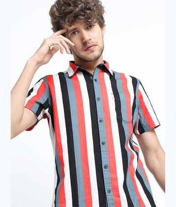 Locomotive 100% Cotton Slim Fit Printed Half Sleeves Men's Casual Shirt - Multicolor ( Pack of 1 )