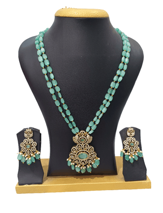 Elegant Green Beaded Necklace Set with Earrings Elegant Green Beaded Necklace Set with Earrings
