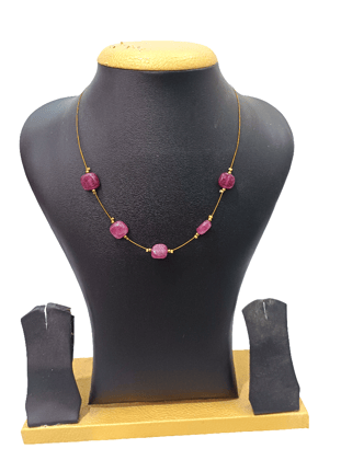 Elegant Pink Beaded Minimal Necklace Set