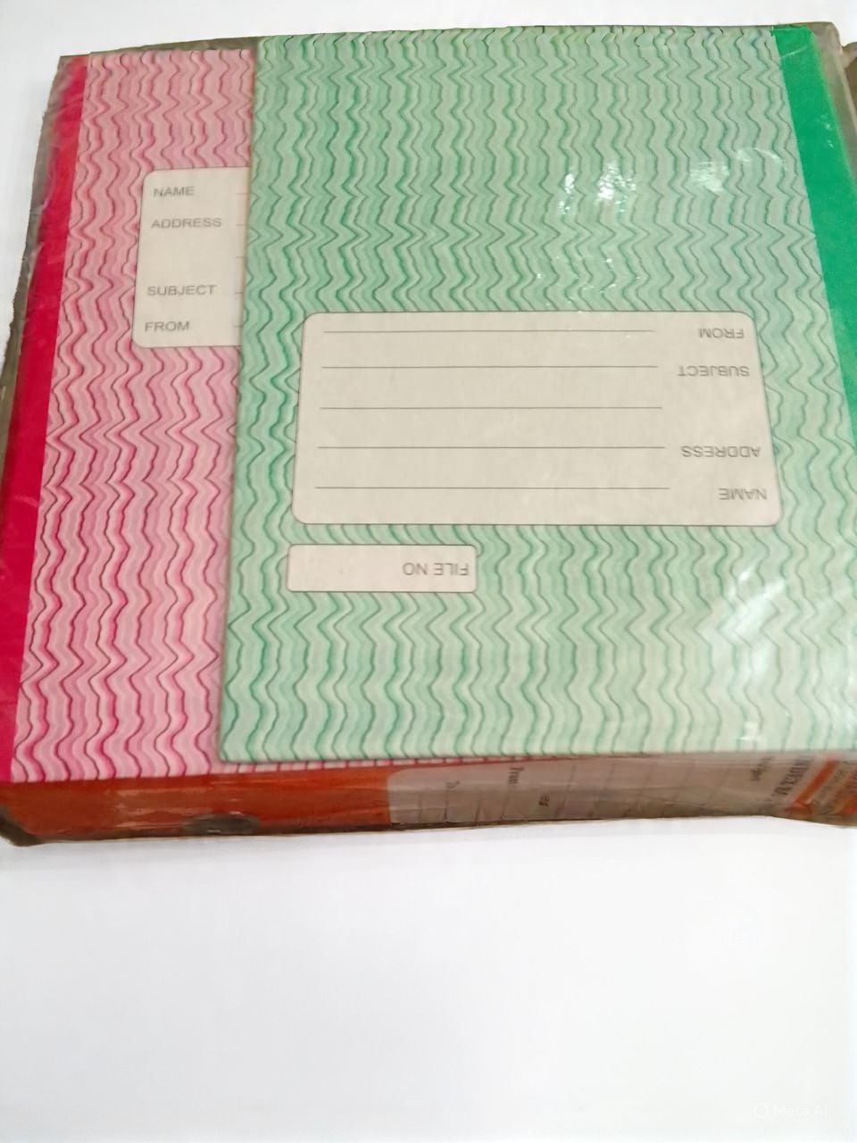 Vibrant Green and Red Wavy Pattern Record Books for Organized Note-Taking