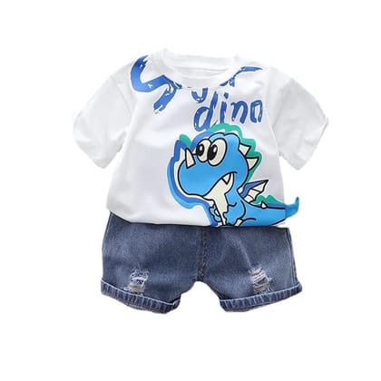 Googo Gaaga Baby Boys Cotton Dino Printed T-Shirt With Shorts