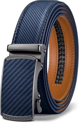 Contacts Genuine Leather Belt for Men with Autolock Buckle - Micro Adjustable Belt Fit Everywhere