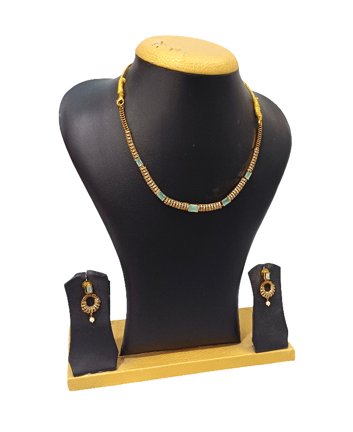 Traditional Gold-Plated Necklace & Earrings Set