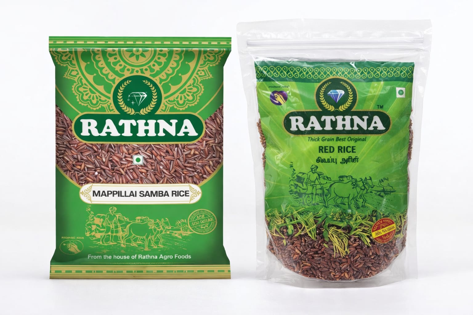 Red Rice Mapillai Samba Rice (Medium Grain, Unpolished) (0.5 kg)