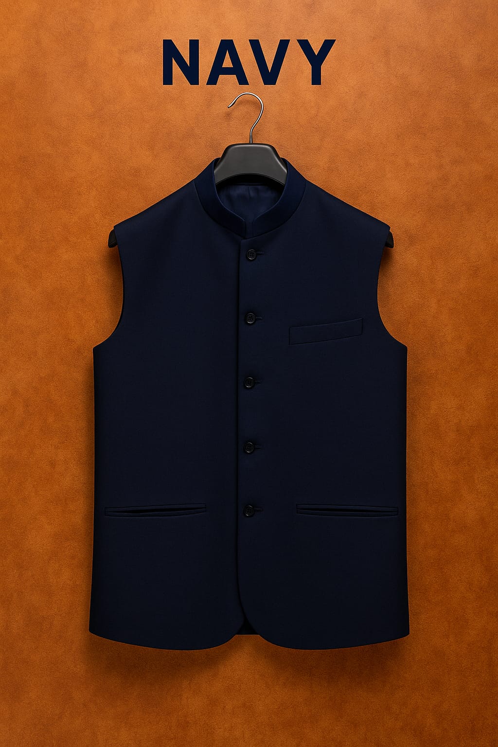 Classic Navy Blue Nehru Jacket for Men
