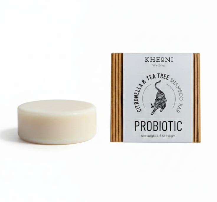 Probiotic Citronella & Tea Tree Shampoo Bar | Natural Eco-Friendly, Chemical-Free Soap Deep Conditioning, Oil Control, Soft, Silky & Healthy Hair - 90 gm