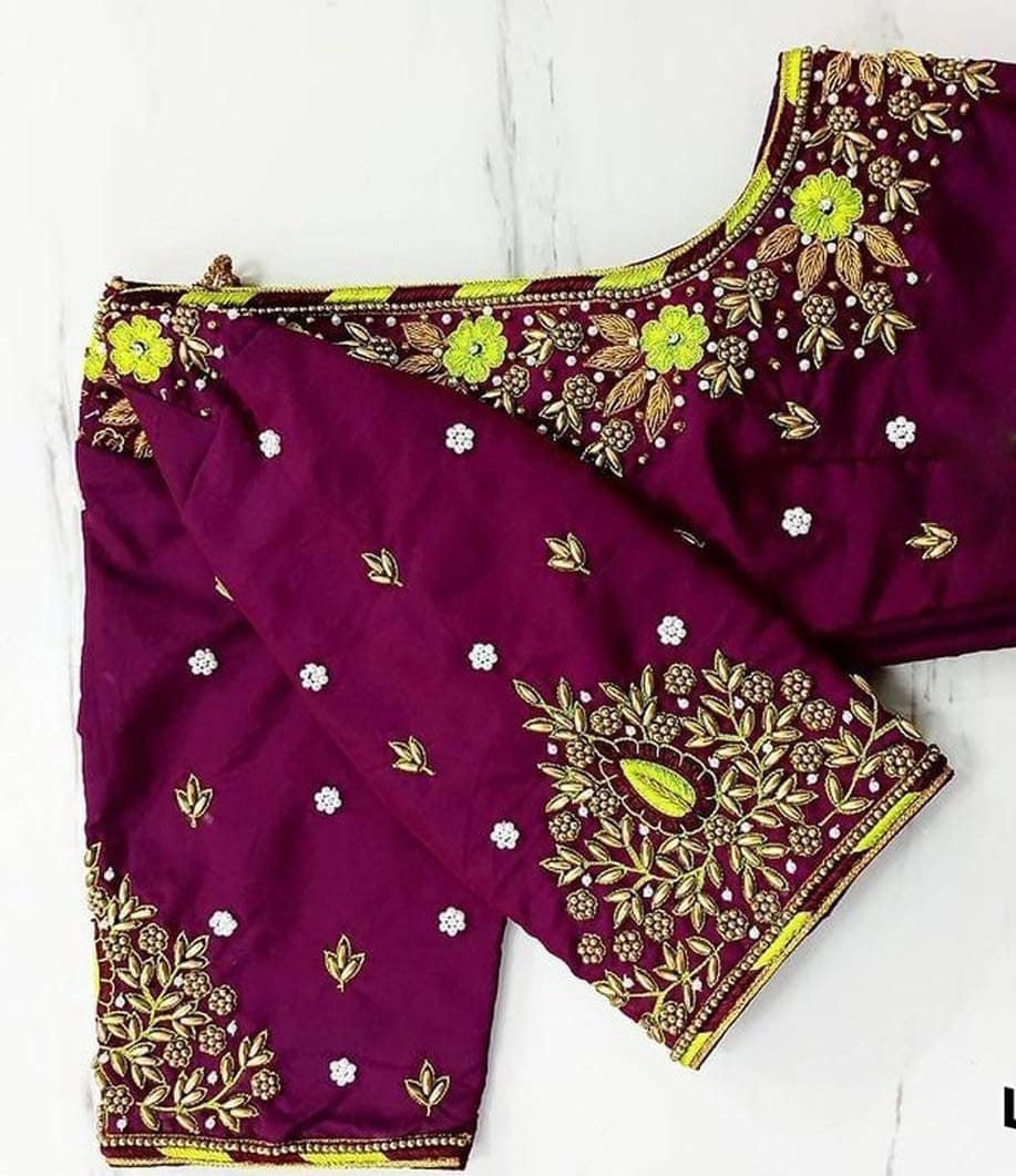 HARIKA BOUTIQUE MAGGAM WORK MARRON BLOUSE