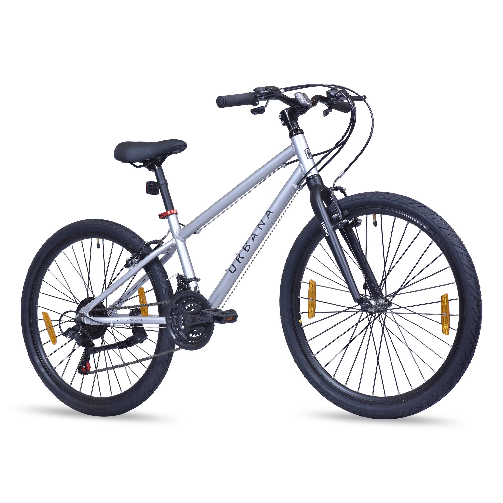Hero Urbana Aero 26T 21 Speed Alloy Mountain Bicycle for Adults | Silver | Rigid | V Brake | Alloy Frame : 14 Inches | Light-Weight | Rider Height : 5ft 0" - 5ft 8"