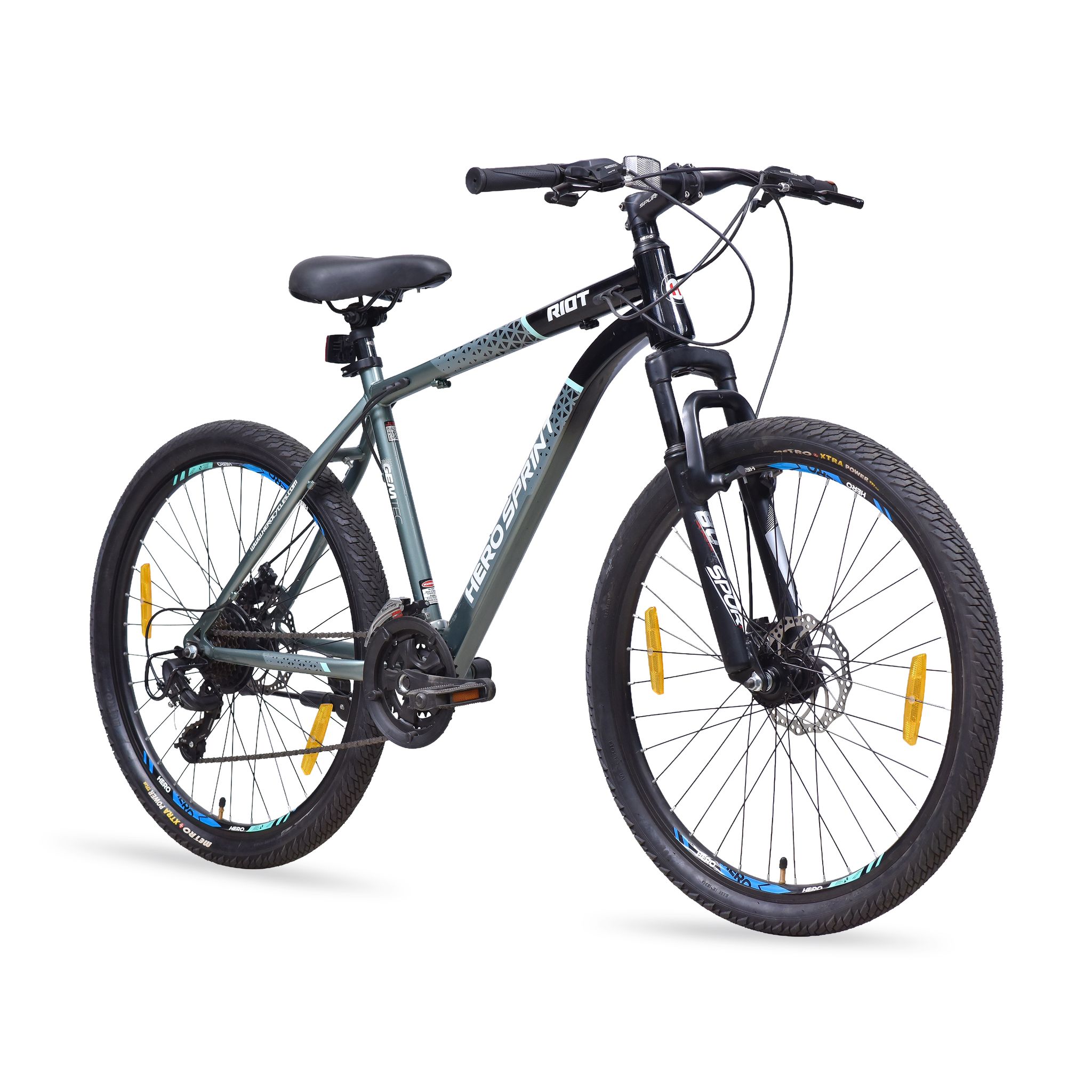 HERO RIOT 26 T (inch) Mountain Cycle (21 Gear, Grey, Black, Only Front Suspension)