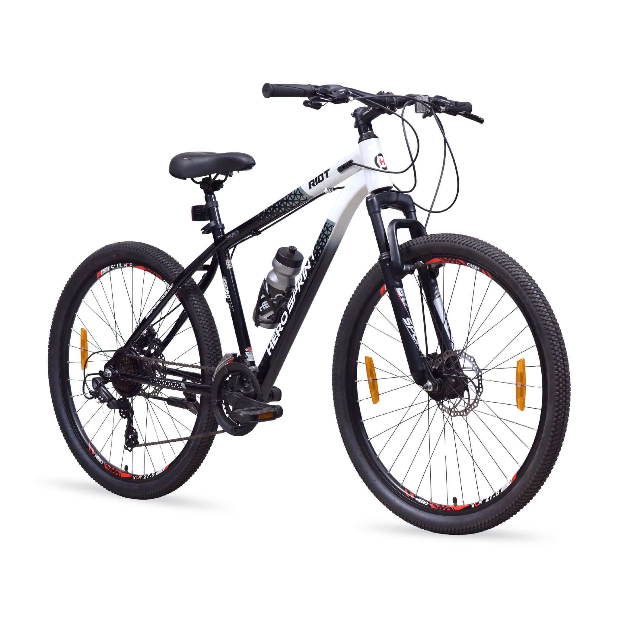 HERO RIOT 27.5 T (inch) Mountain Cycle (21 Gear, Black, White, Only Front Suspension)