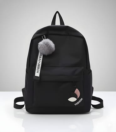 Latest Modern Backpack Bag with Pom-Pom Charm for Girls and Women | Fashionable Lightweight School & College Backpack