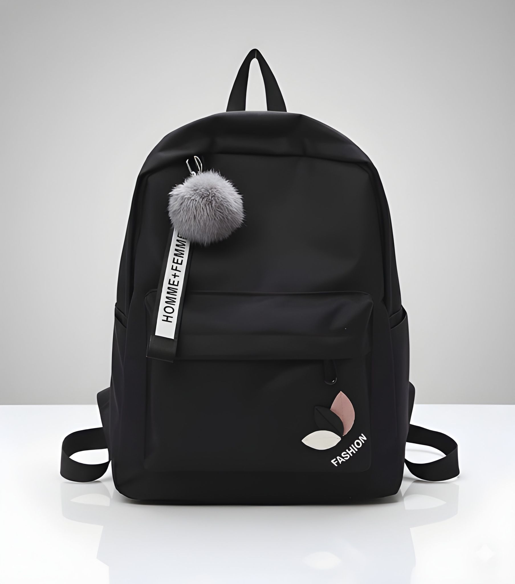 Latest Modern Backpack Bag with Pom-Pom Charm for Girls and Women | Fashionable Lightweight School & College Backpack