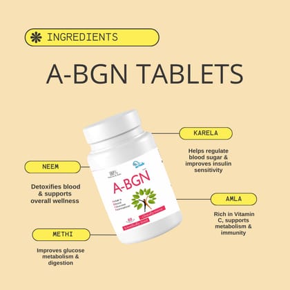 Arlak A-BGN Tablets for Blood Glucose Normalization - 60 Count Natural & Safe
