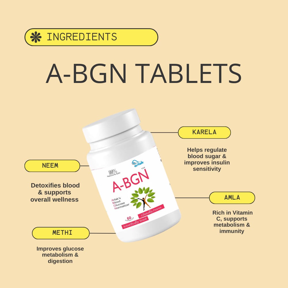 Arlak A-BGN Tablets for Blood Glucose Normalization - 60 Count Natural & Safe