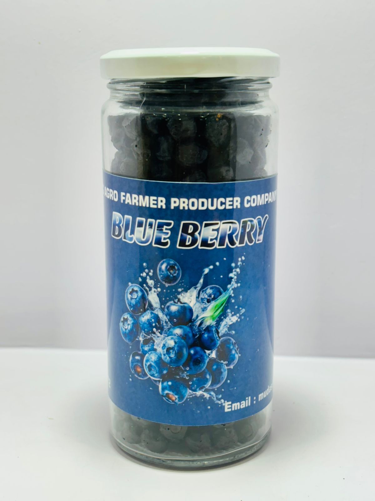 Premium Dried Blueberries in Glass Jar