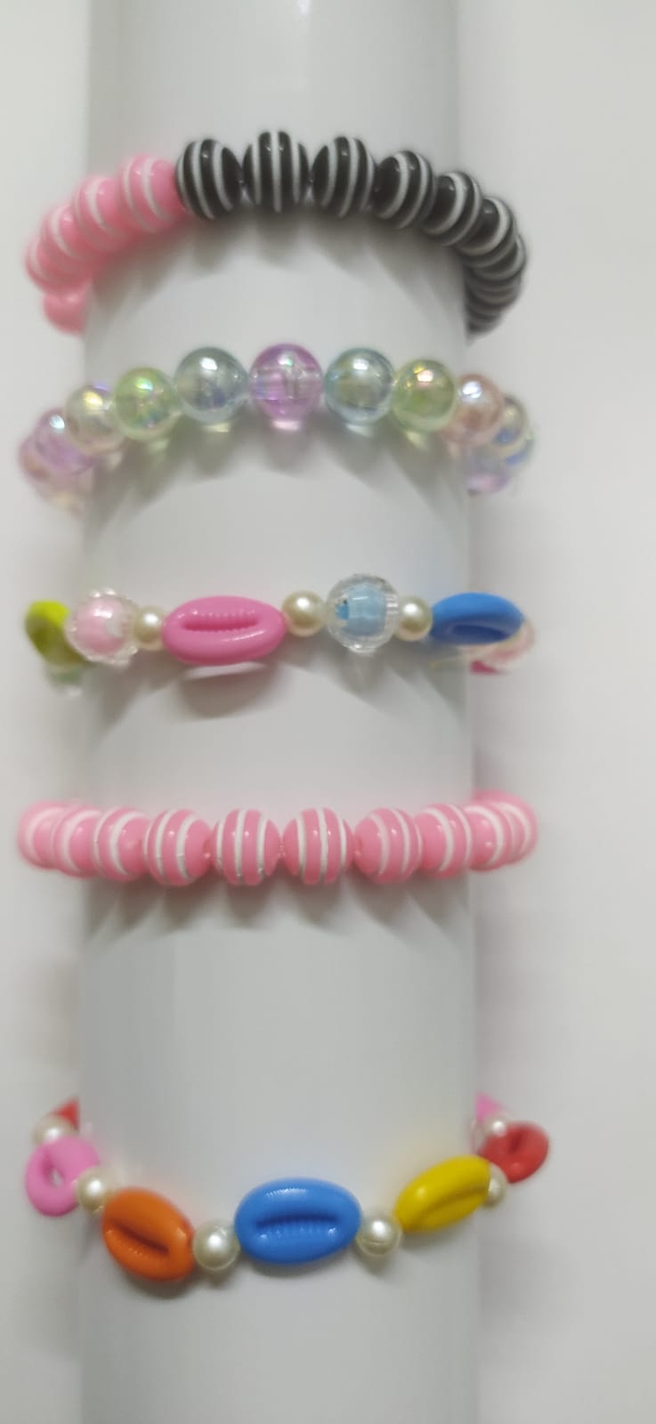 Vibrant Multicolored Beaded Stretch Bracelet Set for Girls and Women (set of 5)