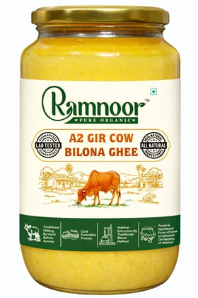 Ramnoor Pure Organic A2 Gir Cow Bilona Ghee | 100% Natural | Lab Tested | 1 Liter Ramnoor Pure Organic A2 Gir Cow Bilona Ghee | 100% Natural | Lab Tested | 1 Liter