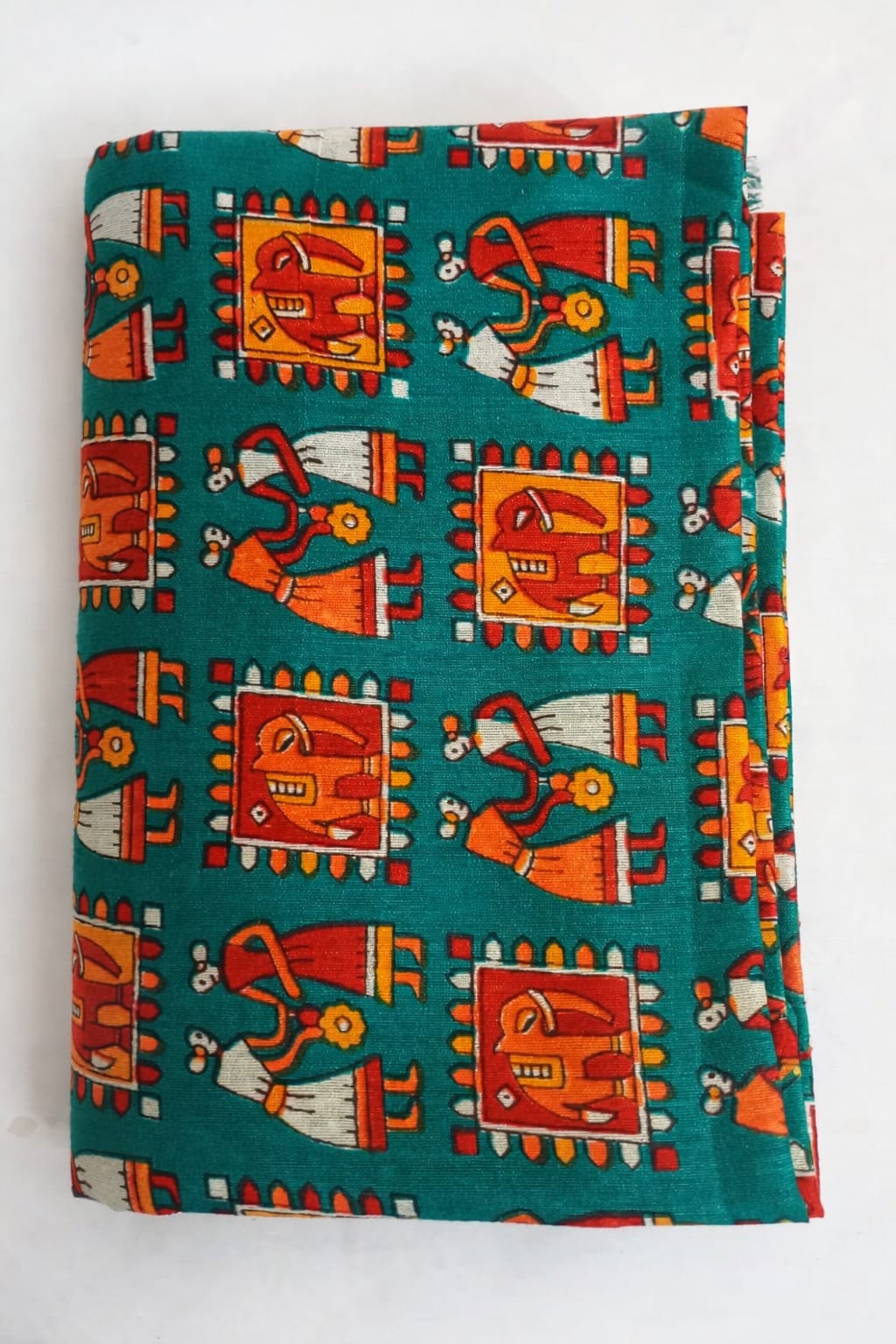 Green Kalamkari Printed Cotton Unstitched Blouse Piece – 1 Meter Traditional Blouse Material