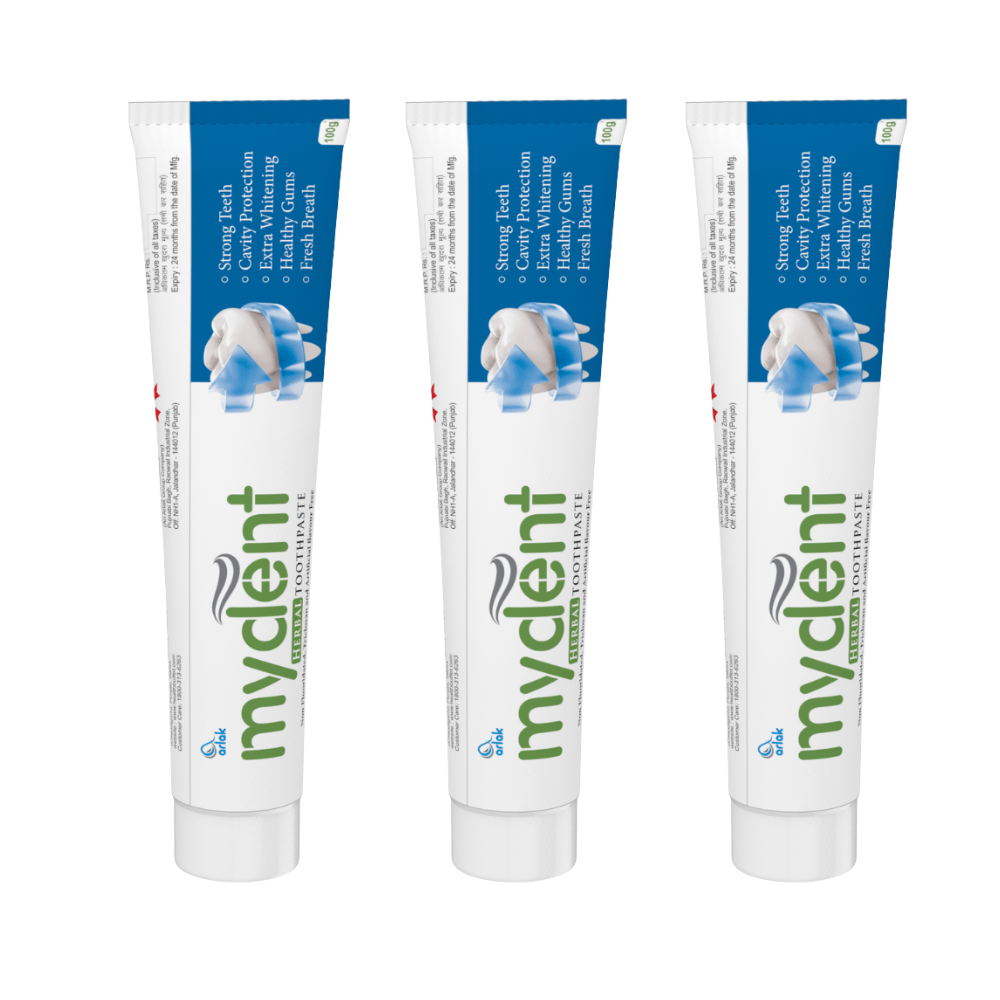 Arlak Mydent Herbal Toothpaste for strong teeth, Cavity Protection Toothpaste (100 g, Pack of 3)