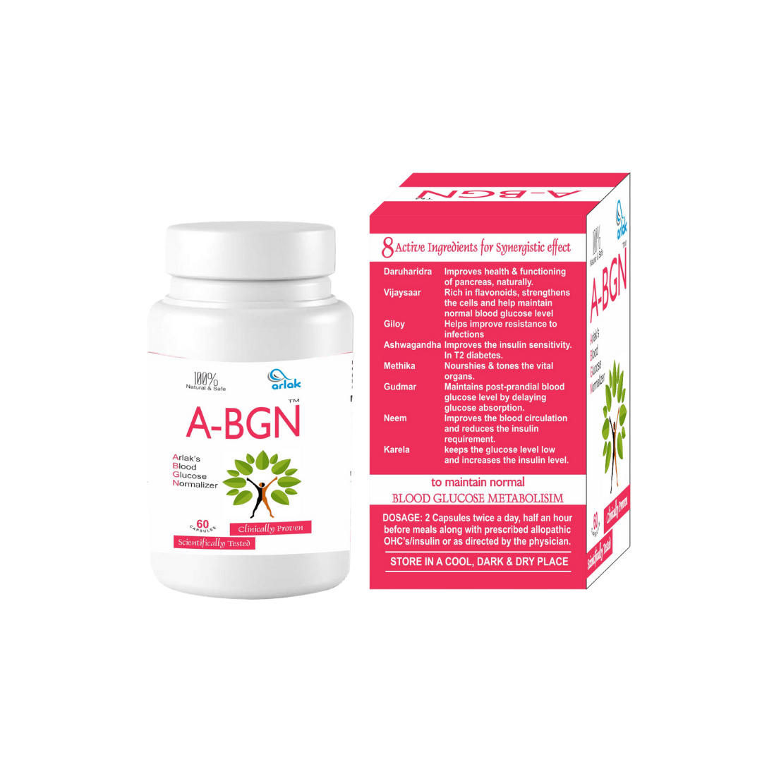 Arlak A-BGN Herbal Blood Glucose Normalizer For Diabetic Care With Neem, Karela, Methi (60 Capsules)