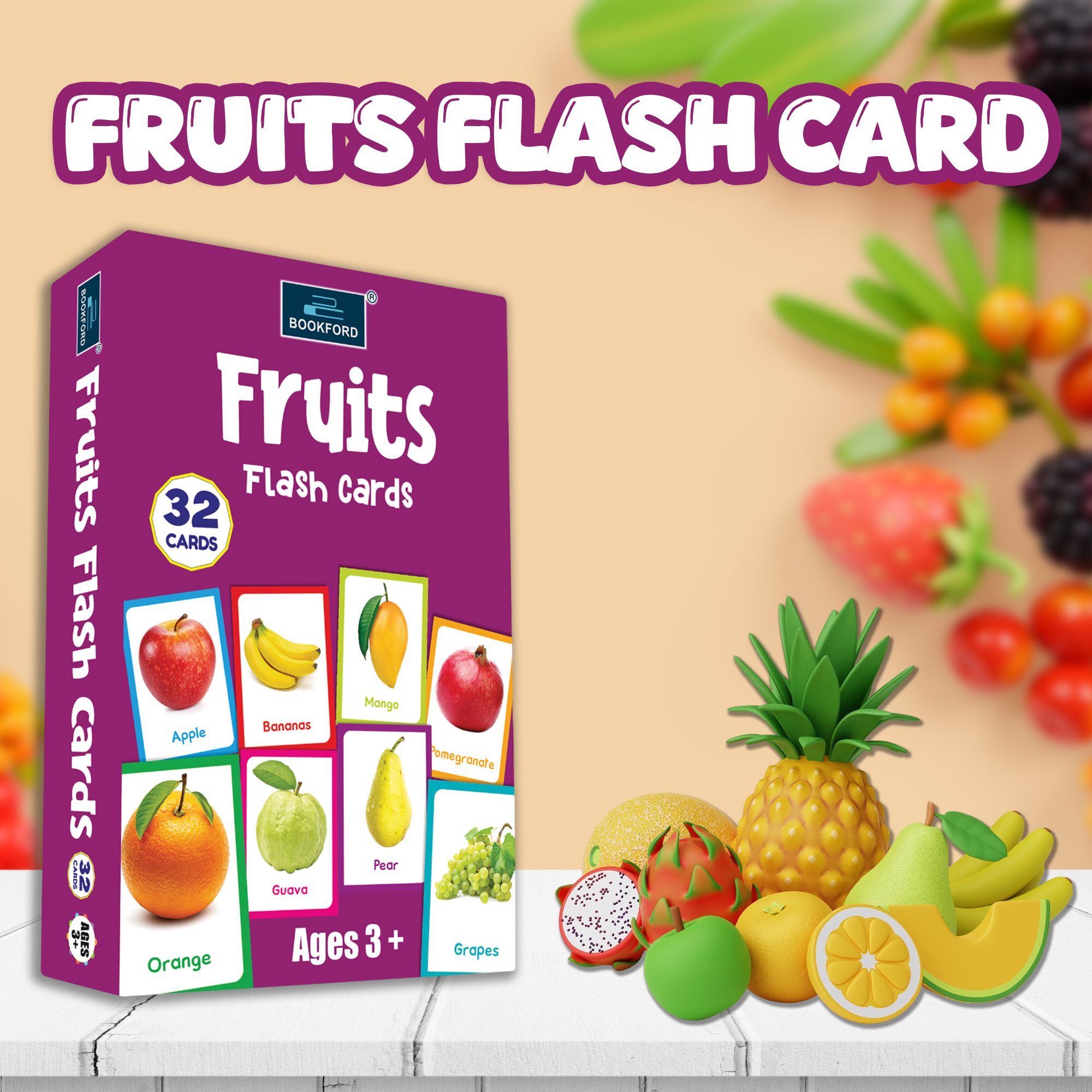 Fruits - Flash Cards For Kids Multicolor