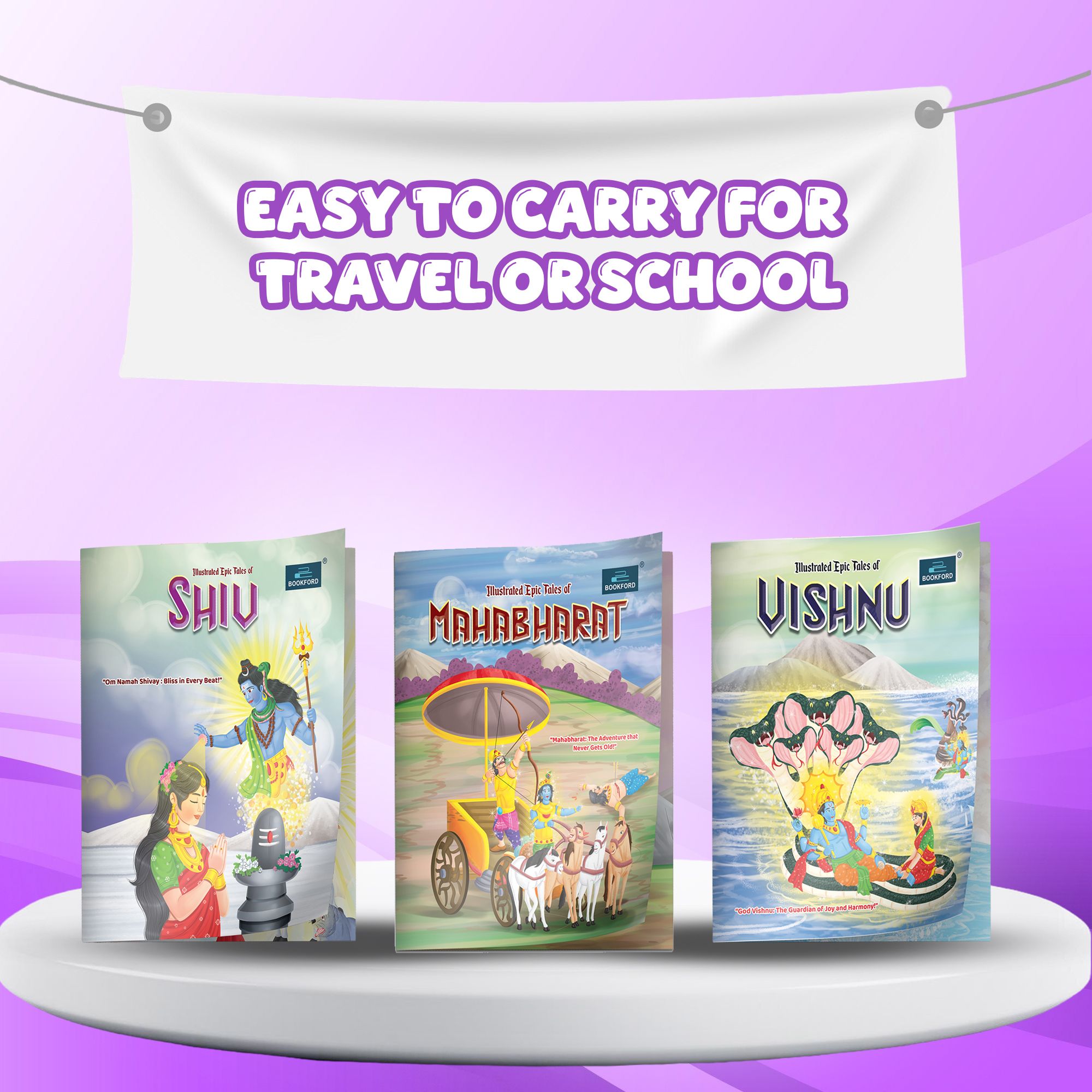 Epic Tales – Set of 3 | Stories of Vishnu, Shiv & Mahabharat | Mythology Story Books for Kids